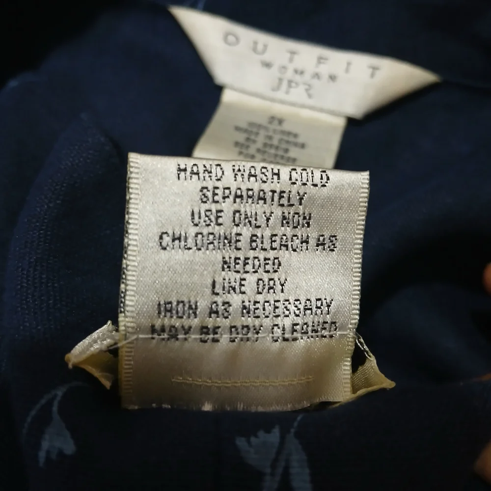 Vintage Outfit JPR Womens 2X Linen 2 Pc Set Maxi Dress Jacket Navy Blue Floral